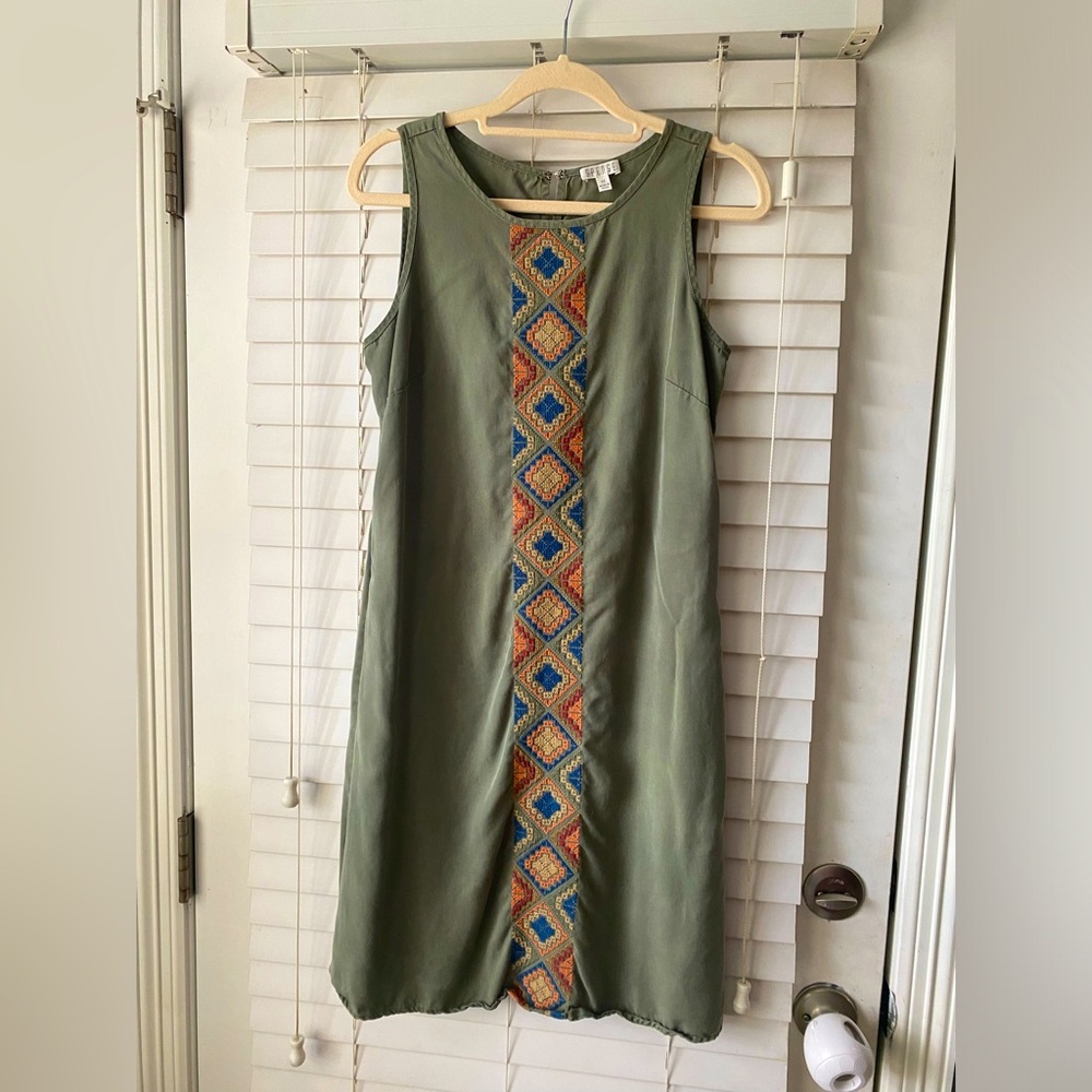 Army Green Embroidered Spense Dress
